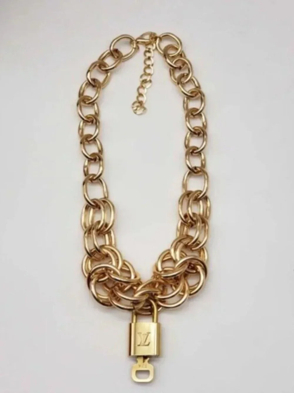 Gold-Plated Necklace with Authentic Louis Vuitton Padlock